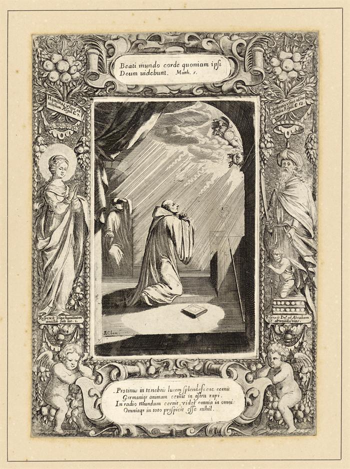 Benedictine monks, engraving