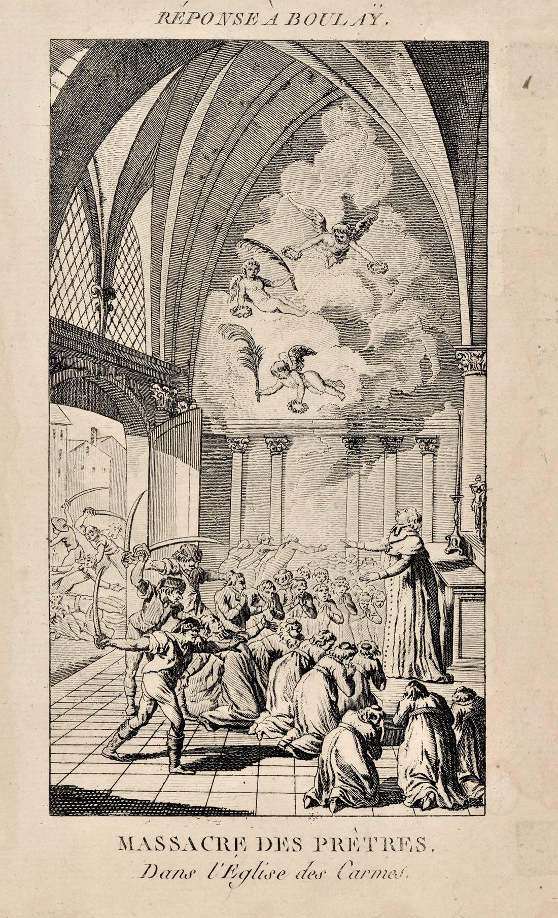 The massacre of the priests in the church of the Carmes, engraving