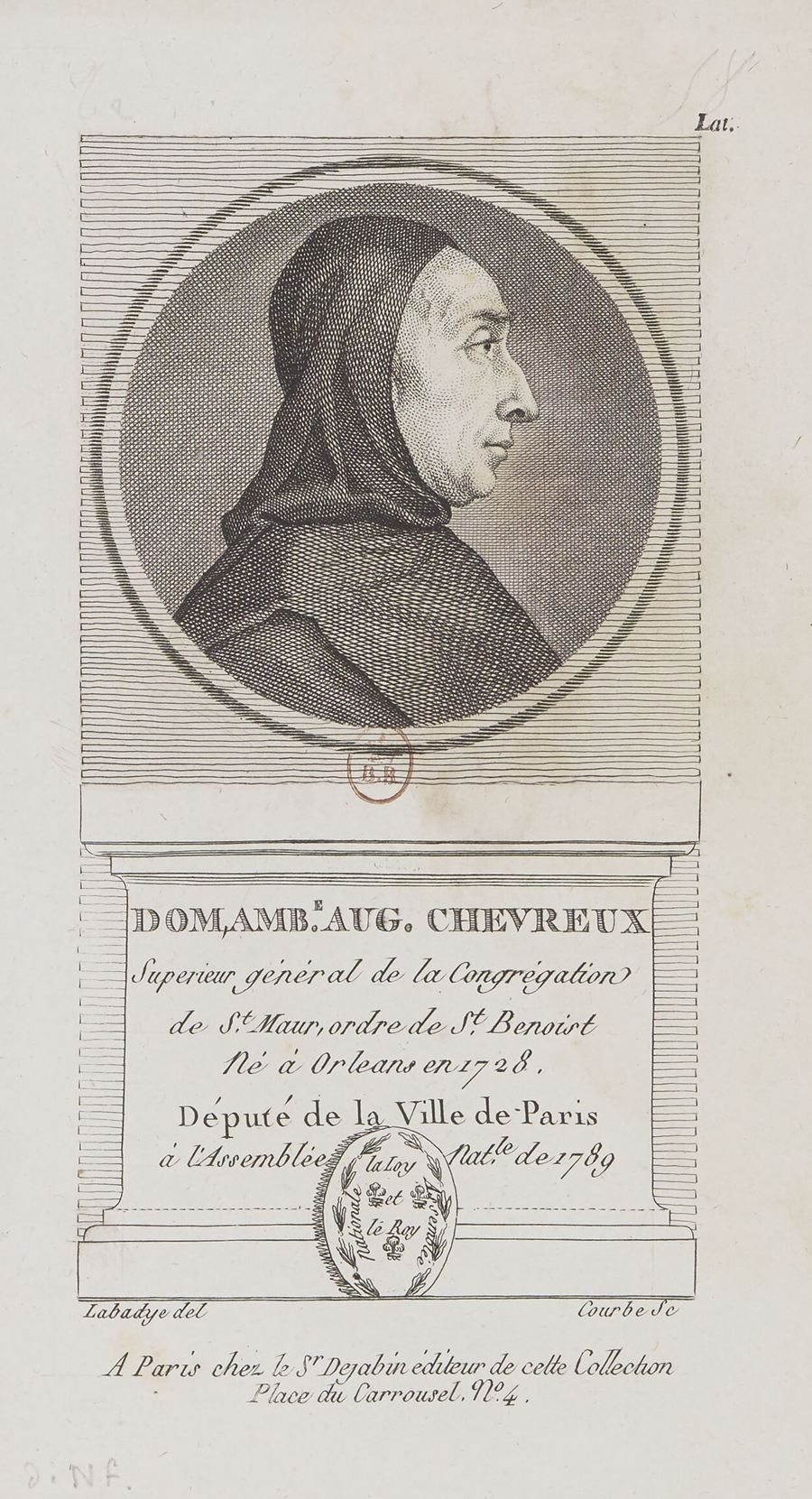 Gestochenes Bildnis von Dom Ambroise-Augustin Chevreux