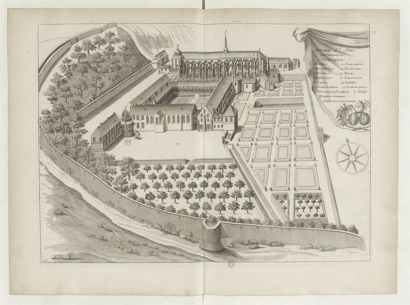 Gestochene Ansicht des Hauses im Monasticon Gallicanum: Abbaye Saint-Père-en-Vallée de Chartres