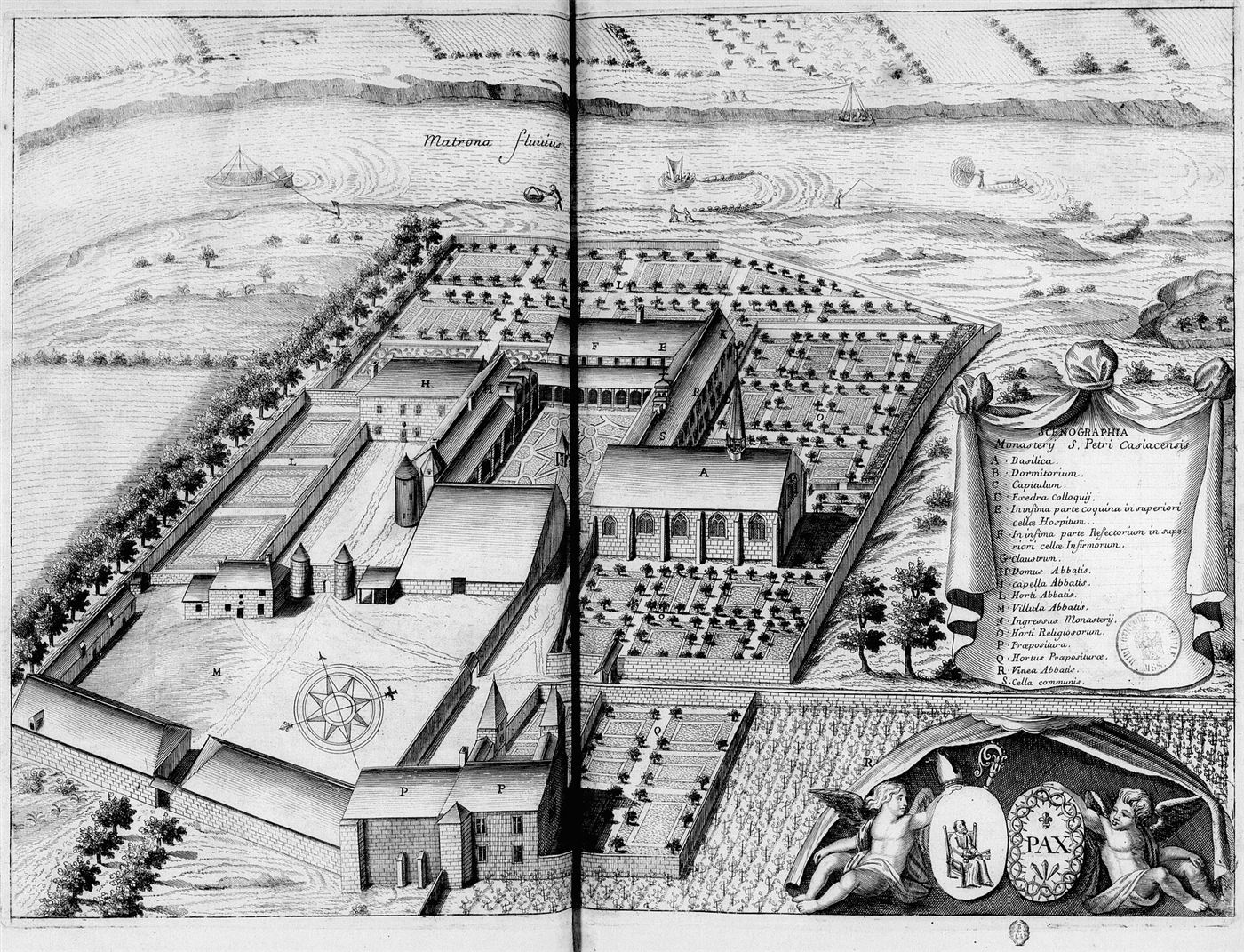 Gestochene Ansicht des Hauses im Monasticon Gallicanum: Abbaye Saint-Pierre de Chézy