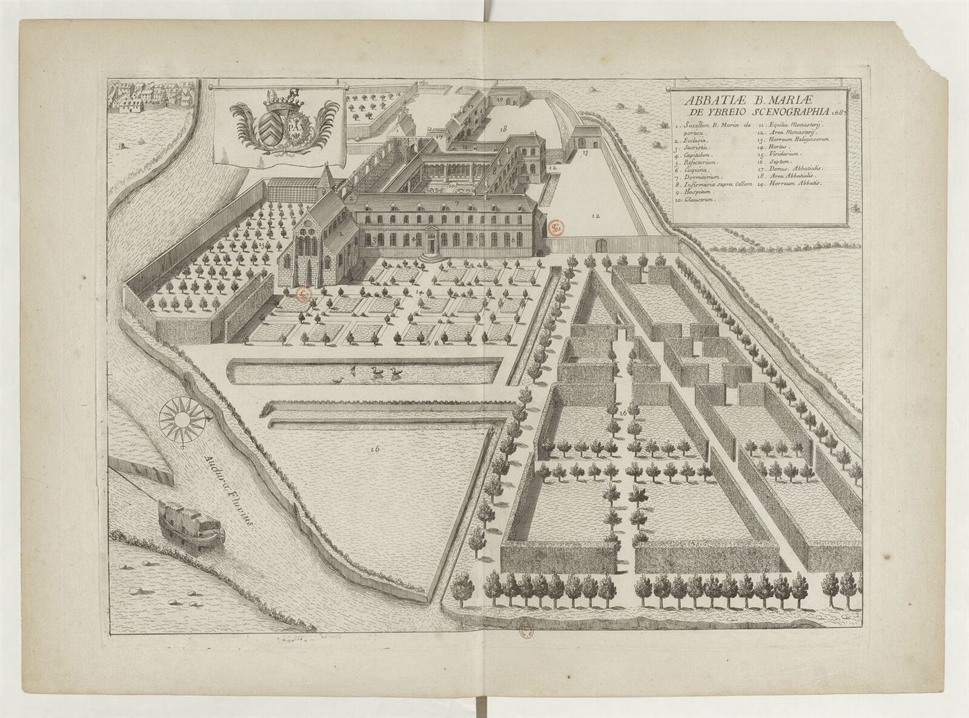 Gestochene Ansicht des Hauses im Monasticon Gallicanum: Abbaye Notre-Dame d’Ivry