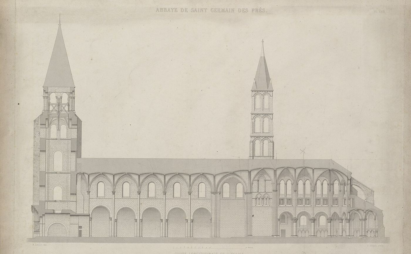 Longitudinal section of the abbey church of Saint-Germain-des-Prés