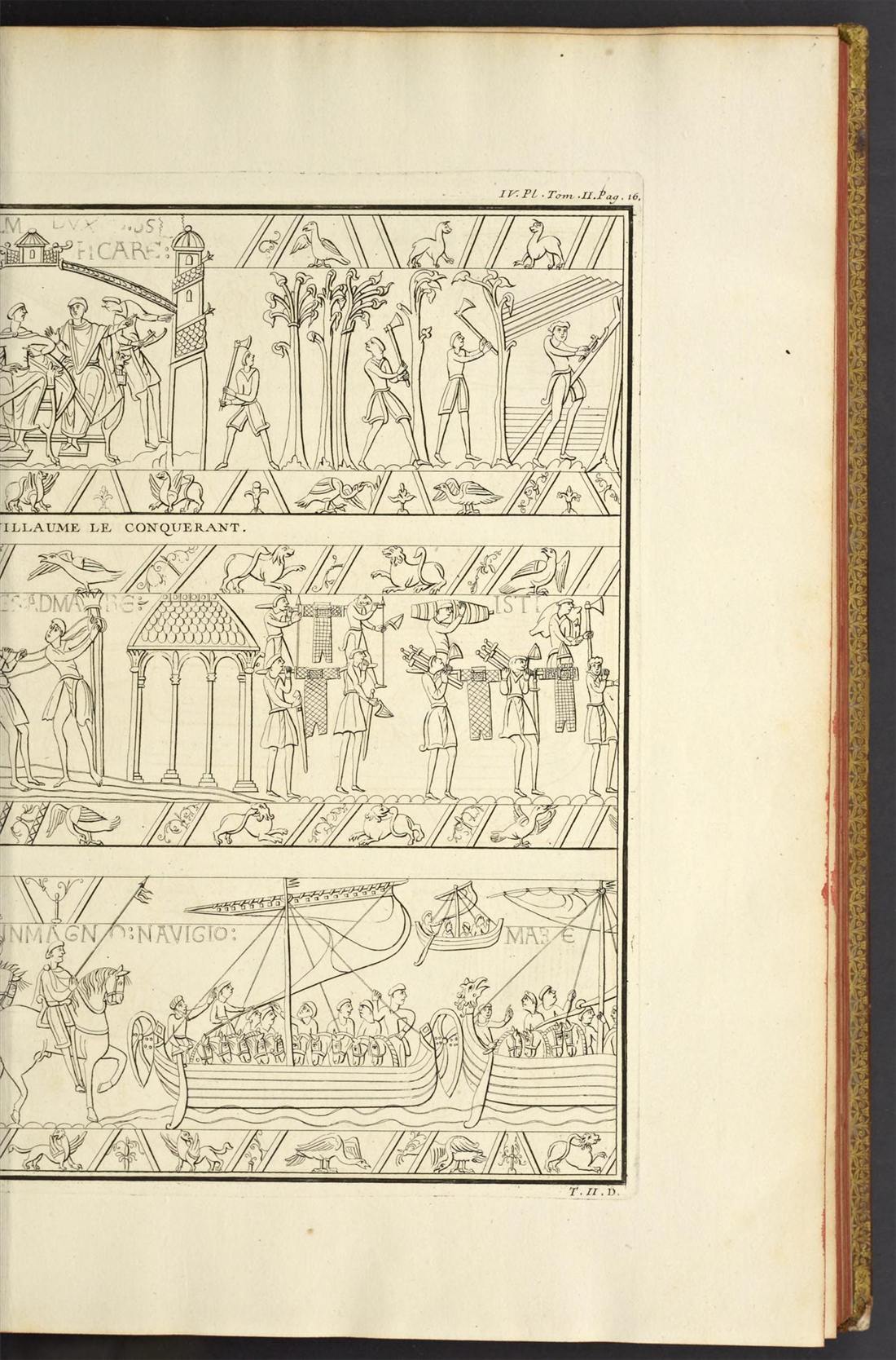 Planche gravée de la tapisserie de Bayeux, dans Les Monumens de la monarchie françoise